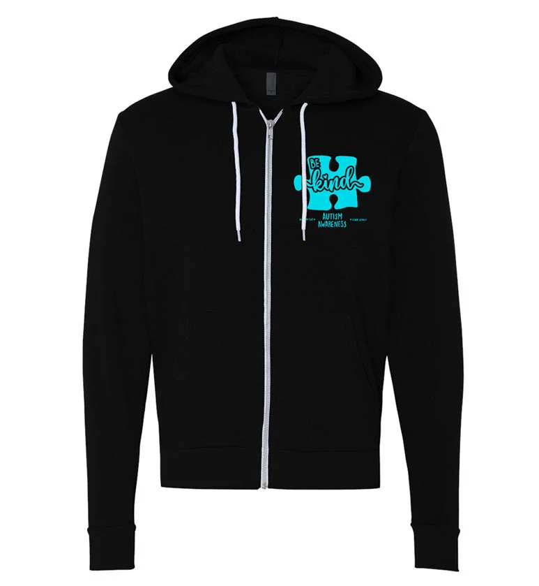 HTSD Autism Awareness Unisex Zip up Hoodie Wider Awake Screen Printing